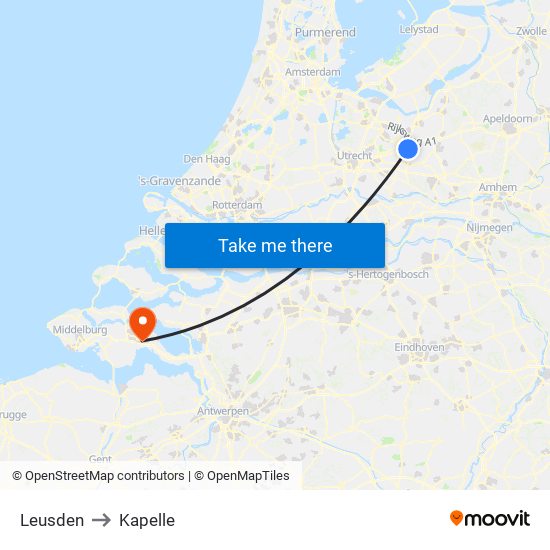 Leusden to Kapelle map