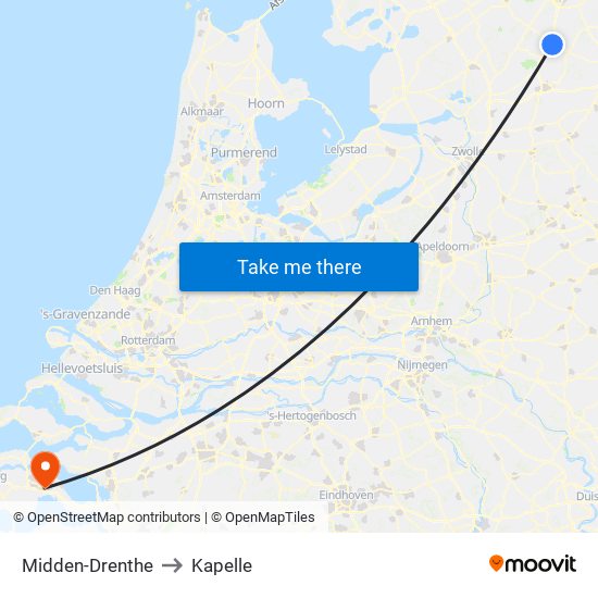 Midden-Drenthe to Kapelle map