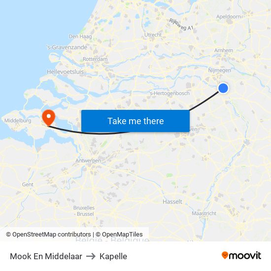 Mook En Middelaar to Kapelle map