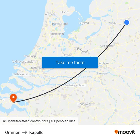 Ommen to Kapelle map