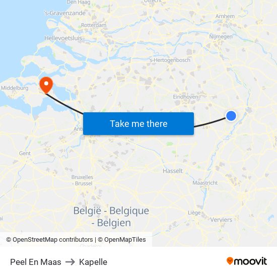 Peel En Maas to Kapelle map