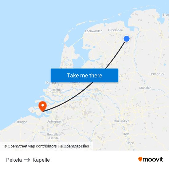 Pekela to Kapelle map