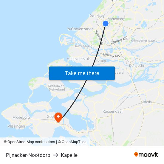 Pijnacker-Nootdorp to Kapelle map