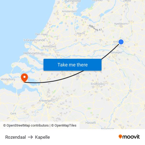 Rozendaal to Kapelle map