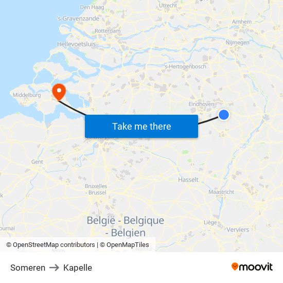 Someren to Kapelle map
