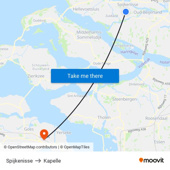 Spijkenisse to Kapelle map