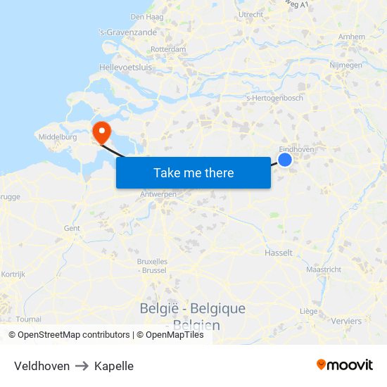 Veldhoven to Kapelle map