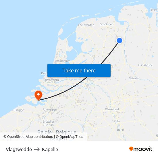 Vlagtwedde to Kapelle map
