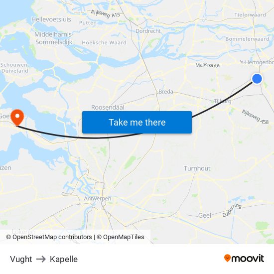 Vught to Kapelle map