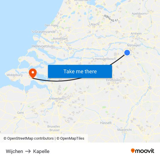 Wijchen to Kapelle map