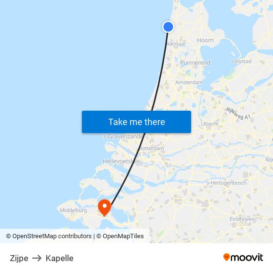 Zijpe to Kapelle map