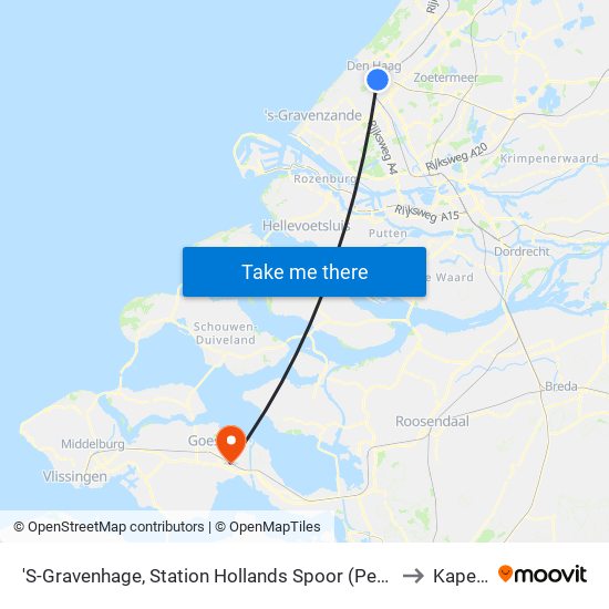 'S-Gravenhage, Station Hollands Spoor (Perron A) to Kapelle map