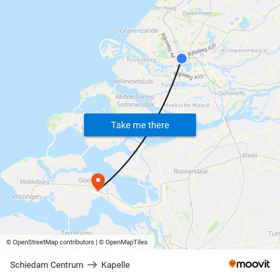 Schiedam Centrum to Kapelle map