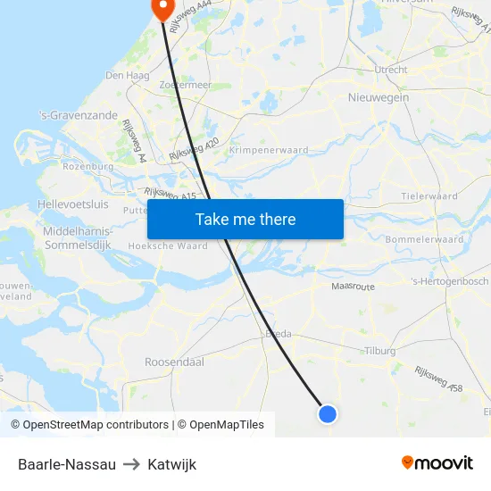 Baarle-Nassau to Katwijk map