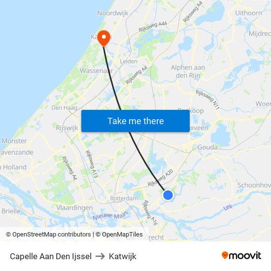 Capelle Aan Den Ijssel to Katwijk map