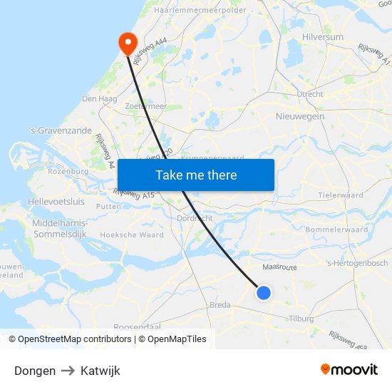 Dongen to Katwijk map