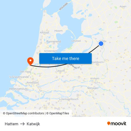 Hattem to Katwijk map