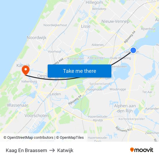 Kaag En Braassem to Katwijk map