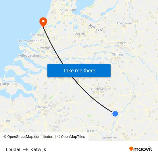 Leudal to Katwijk map