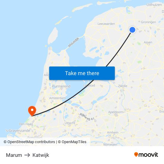 Marum to Katwijk map