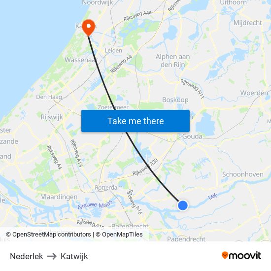 Nederlek to Katwijk map