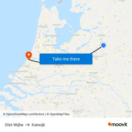 Olst-Wijhe to Katwijk map