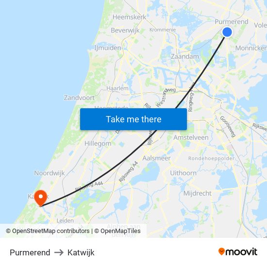 Purmerend to Katwijk map