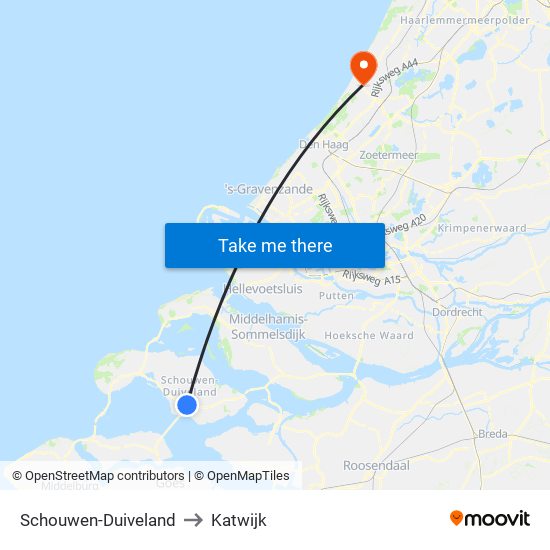 Schouwen-Duiveland to Katwijk map