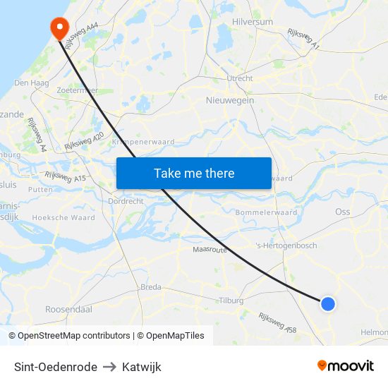 Sint-Oedenrode to Katwijk map