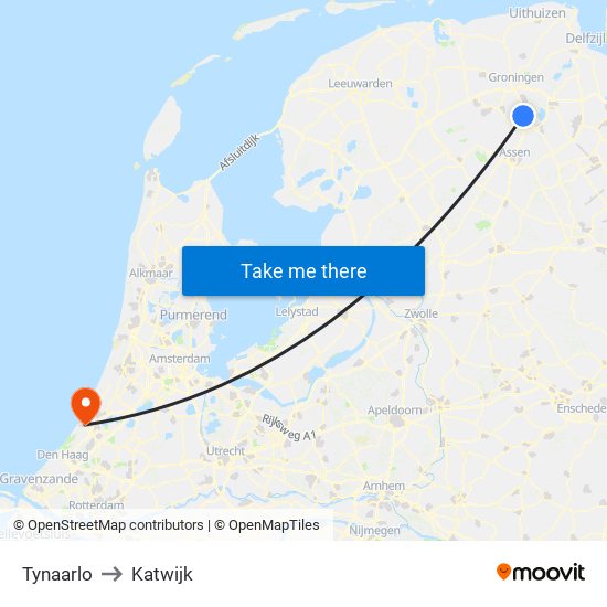 Tynaarlo to Katwijk map