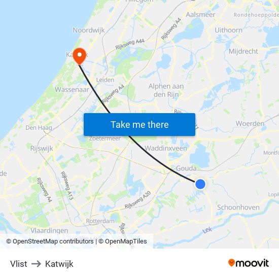 Vlist to Katwijk map