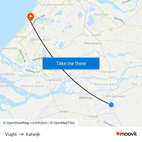 Vught to Katwijk map