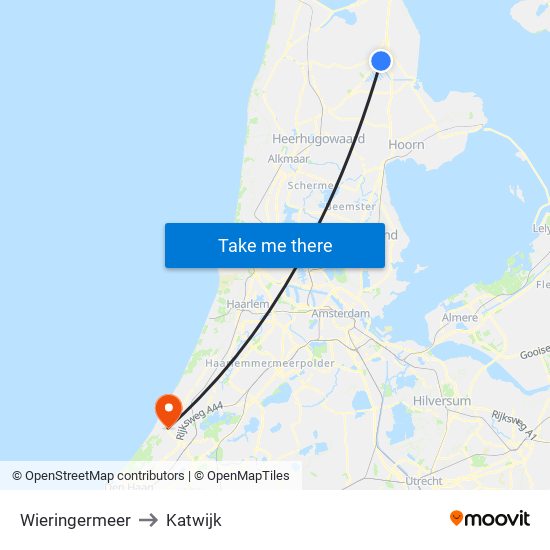Wieringermeer to Katwijk map