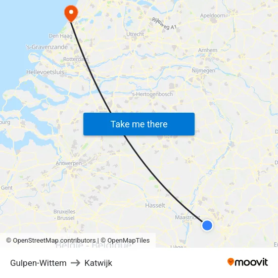 Gulpen-Wittem to Katwijk map