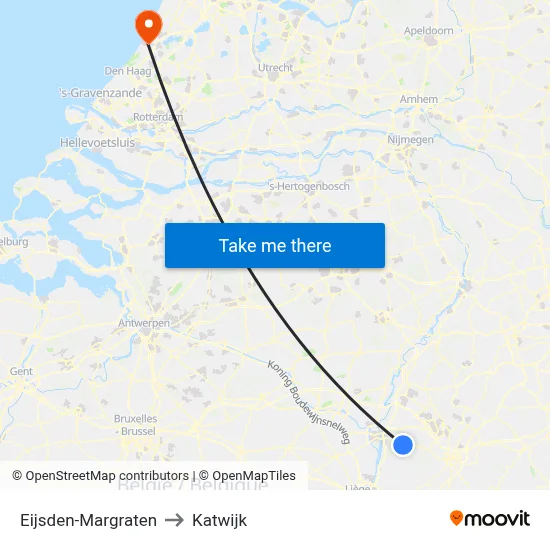 Eijsden-Margraten to Katwijk map