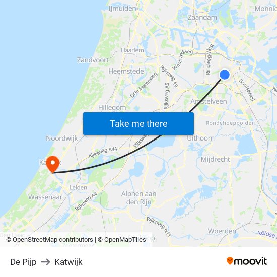 De Pijp to Katwijk map