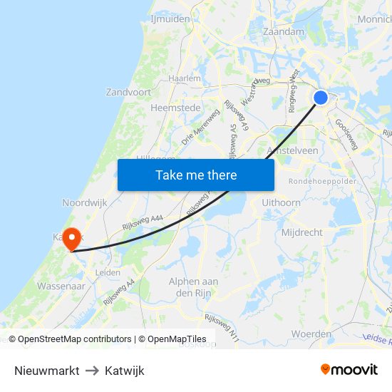 Nieuwmarkt to Katwijk map