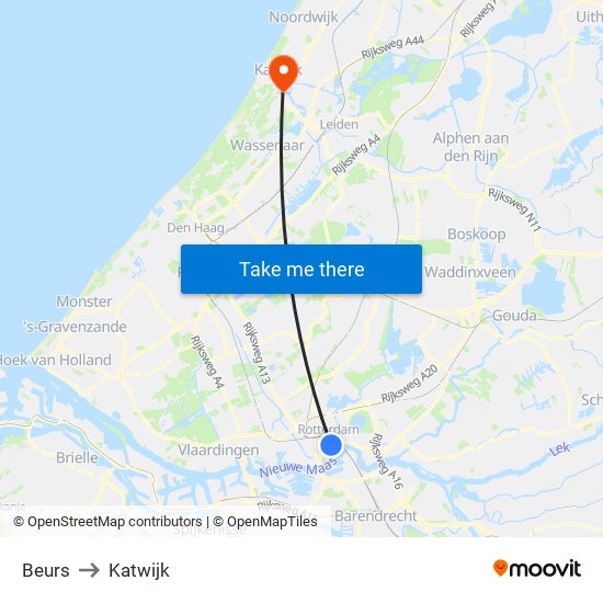 Beurs to Katwijk map