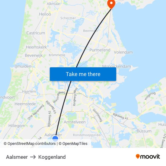 Aalsmeer to Koggenland map