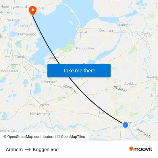 Arnhem to Koggenland map