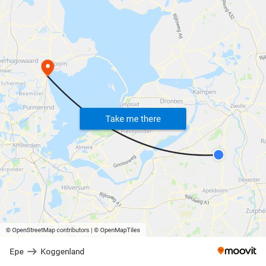 Epe to Koggenland map