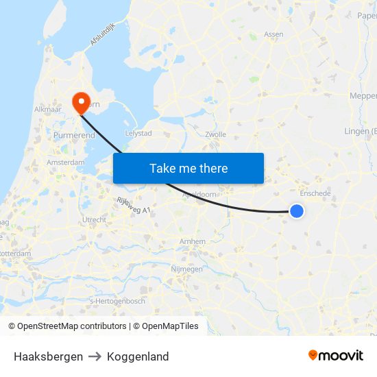 Haaksbergen to Koggenland map