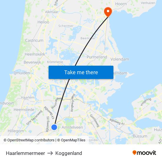 Haarlemmermeer to Koggenland map