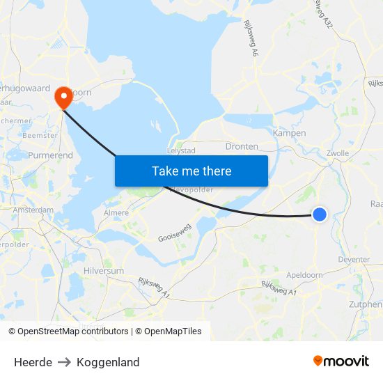 Heerde to Koggenland map