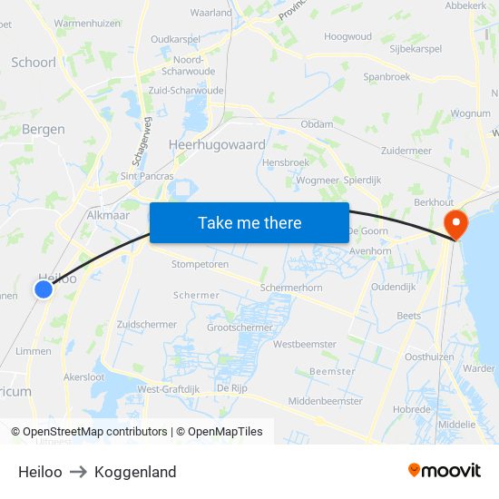 Heiloo to Koggenland map