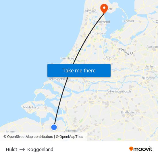 Hulst to Koggenland map