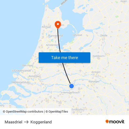Maasdriel to Koggenland map