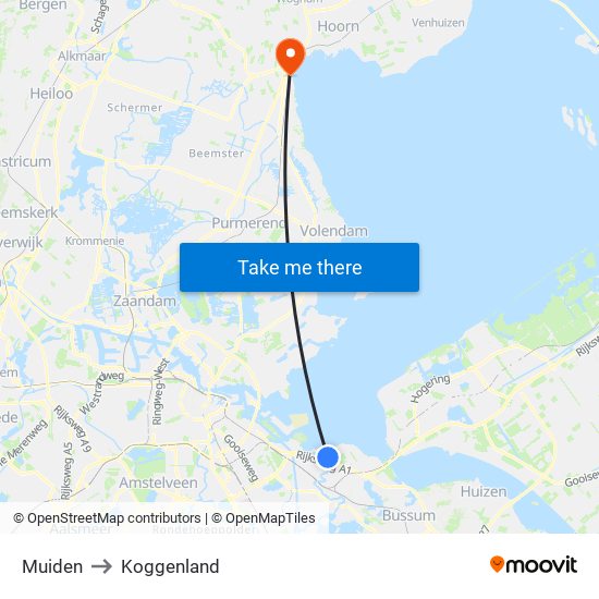 Muiden to Koggenland map