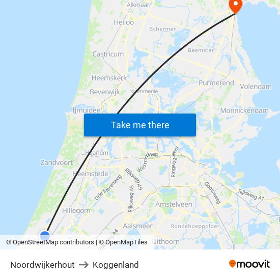 Noordwijkerhout to Koggenland map