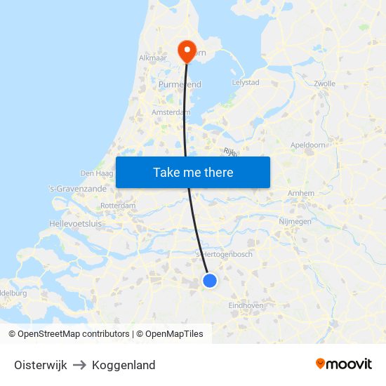 Oisterwijk to Koggenland map